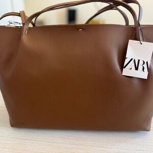 Zara Brown Tote Bag neoprene